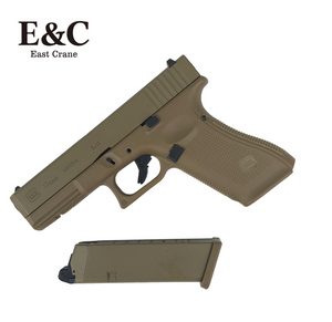 E&C GLOCK G17 GEN5 WITH ALUMINIUM SLIDE GBB GEL BLASTER TAN