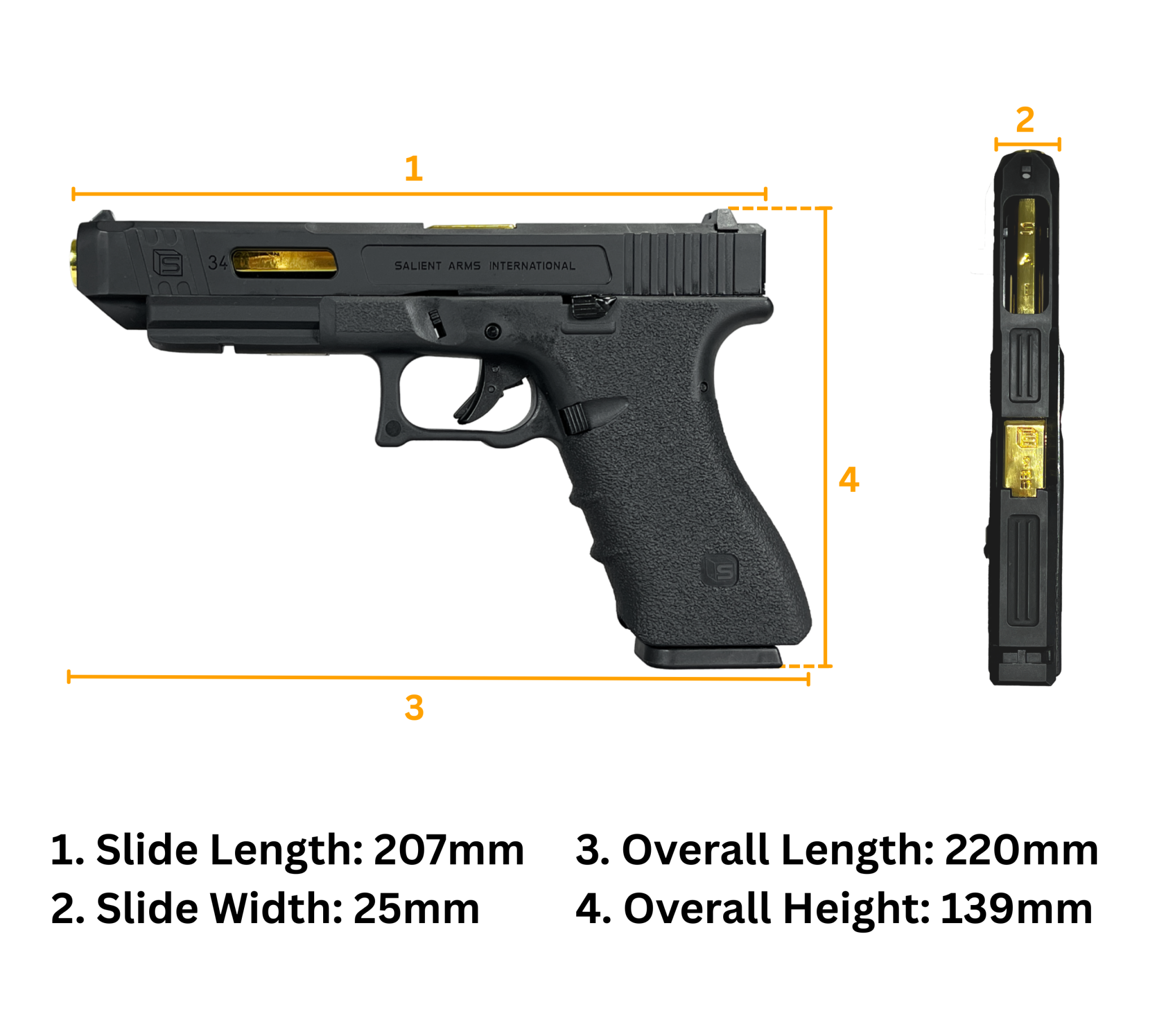 E&C SAI Glock 34 Gas Blowback Gel Blaster Pistol Replica