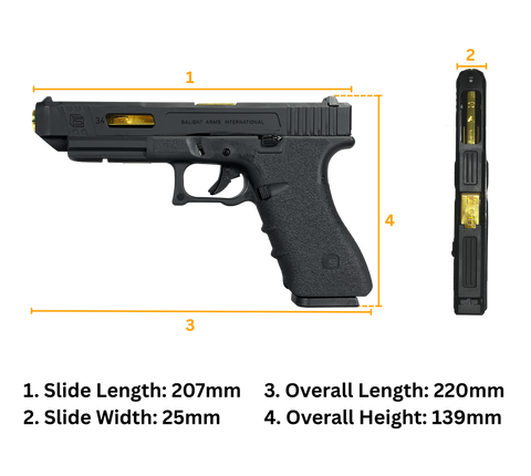 E&C SAI Glock 34 Gas Blowback Gel Blaster Pistol Replica