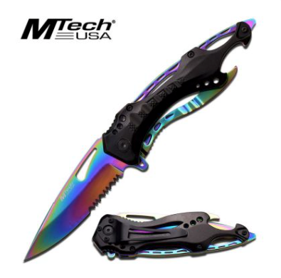 MTech Rainbow Half Serrated Pocket Knife - MT705RB
