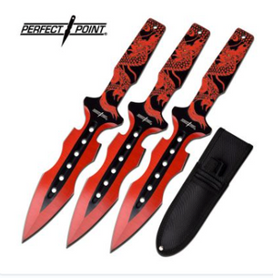 Perfect Point Red Dragon 3 piece Throwing Knivespk