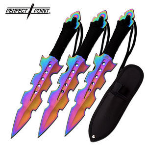 Perfect Point Rainbow Throwing Knives K-PP-110-3RB