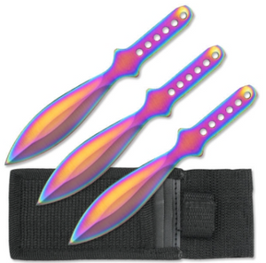 Rainbow Titanium Throwing Knife Set K-RC-001RB