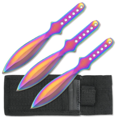 Rainbow Titanium Throwing Knife Set K-RC-001RB