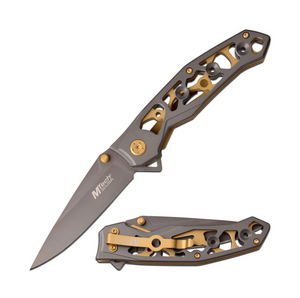 MTech Gold and Grey Tinite Pocket Knife-K-MT-1176GY