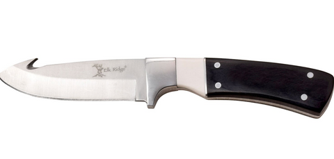 Elk Ridge Black/White Pakkawood Gut Hook Skinner Knife