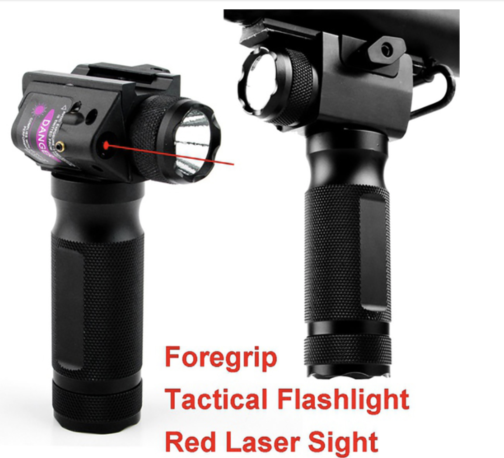 2 IN 1 Red Laser Sight Foregrip Laser Pointer & Flashlight